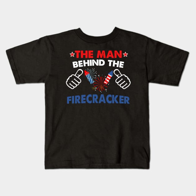 Funny 4th Of July Firecracker Man Kids T-Shirt by White Martian